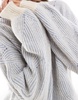 Pieces textured detail knit sweater in contrast soft blue and cream