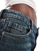 Bershka baggy wide leg jeans in dark wash blue