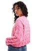 Bershka cable sweater in pink