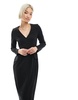 ASOS DESIGN long sleeve seam detail v-neck midi dress in black