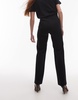 & Other Stories structured jersey tailored straight leg pants with pintuck detail in black
