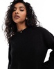 ASOS DESIGN fluffy wide sleeve knit sweater in black - part of a set