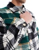 ADPT oversized heavy brushed check overshirt black & green