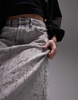 Topshop midi skirt with extreme rips in gray