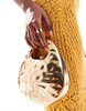 ASOS DESIGN hammered top handle clutch bag in gold