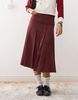 Reclaimed Vintage pleated midi skirt in burgundy pinstripe