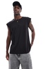 Brave Soul oversized raw edge tank top in black