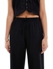 Bershka tie waist wide leg linen pants in black