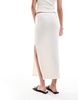 ASOS DESIGN knit rib column midi skirt in white