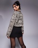 River island leopard housecoat with bow detail in beige