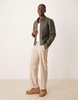 ASOS DESIGN faux leather cropped harrington jacket in khaki