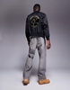 Armani Exchange reversible lunar capsule snake bomber jacket in black and red