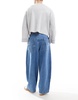 ASOS DESIGN baggy balloon jeans in mid wash blue