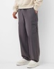 Bershka straight leg cargo pants in dark gray