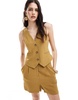 ASOS DESIGN linen look vest in olive
