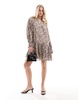 & Other Stories tiered hem mini shirt dress in floral print