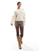 Bershka chunky textured cable knit sweater in ecru