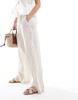 Mango straight leg linen pants in beige