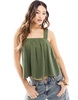 ASOS DESIGN strappy tie back smock top in olive