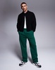 ASOS DESIGN premium heavyweight straight leg sweatpants 400gsm dark green