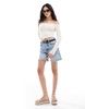 Bershka rib knit hankerchief hem top in ecru