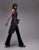 Mango silky asymmetric drape top in gray