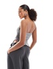 Bershka ruched side glitter bandeau in silver