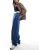 ASOS DESIGN horseshoe barrel jean in mid blue