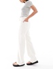 Bershka straight fit wide leg jeans in white