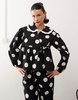 Reclaimed Vintage wrap around blouse with collar in polka dot print - part of a set