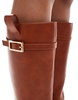 ASOS DESIGN Callie smart flat riding knee boots in tan
