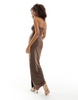 Bershka polyamide bandeau maxi dress in light brown