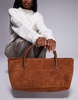 River Island suede east west tote bag in brown