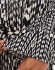 French Connection Fern high neck pleated mini dress with tie waist in mono print