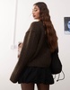 Weekday Alika chunky wool blend cardigan in dark mole