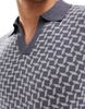 Brave Soul textured knit jacquard polo in gray