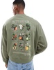 ASOS DESIGN boxy oversized sweatshirt with box fruit back print in green
