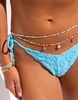 South Beach x Misha Grimes jacquard towelling tie side bikini bottom in light blue