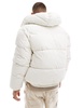 Bershka puffer jacket with hood in white