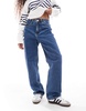 Bershka petite mom jeans in authentic blue