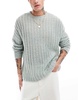 ASOS DESIGN oversized open knit brushed rib sweater in green