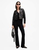 AllSaints Elora cropped leather moto jacket in black