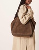 ASOS DESIGN suede winged tubular tote bag in brown