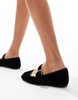 ASOS DESIGN Lou Mary Jane ballet flat in black velvet