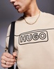 HUGO Blue Noideryos loose fit sweatshirt with line logo in beige