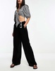 Bershka high waisted crinkle pants in black