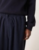 ASOS DESIGN baggy balloon brushed rib sweatpants in navy