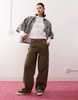 COLLUSION carpenter pants with contrast stitch in khaki