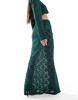 Aria Cove exclusive lace column maxi skirt in emerald green - part of a set