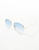 AIRE alpha metal aviator sunglasses in silver with blue lens
